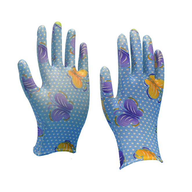 Garden Gloves Floral Transparent Smooth Nitrile Gloves
