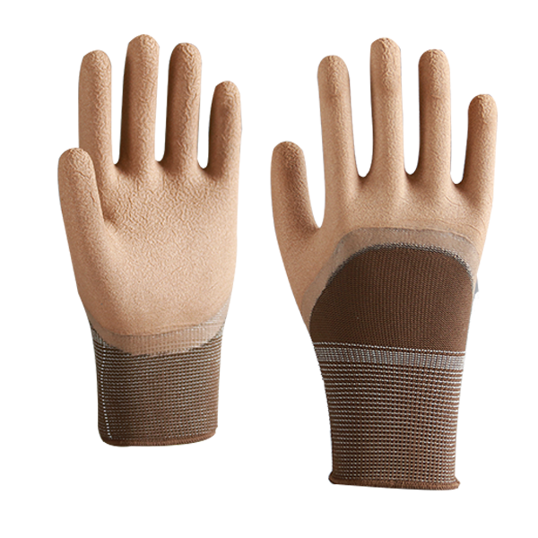 Three Quarters Brown Foam Latex Gloves