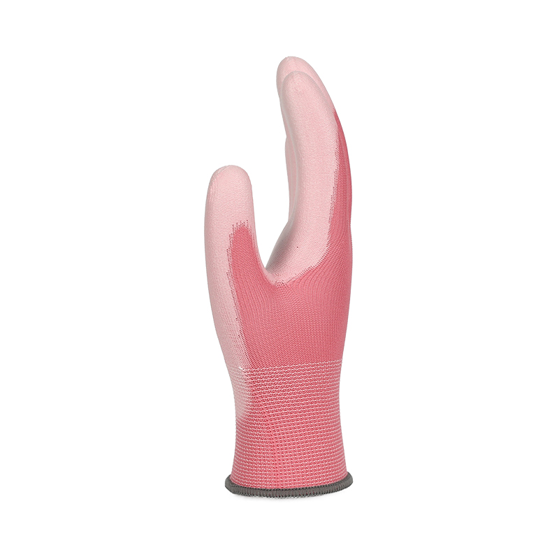 Gauge Pink Polyester White Pu Shandong Deely Gloves Co Ltd