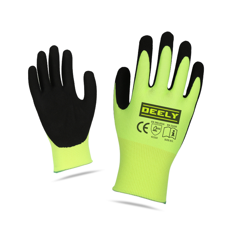 15 gauge fluorescent green polyester black nitrile matte